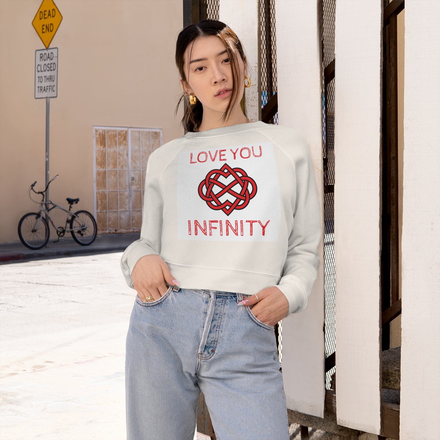 Women's Cropped Fleece Pullover infinite love Printify
