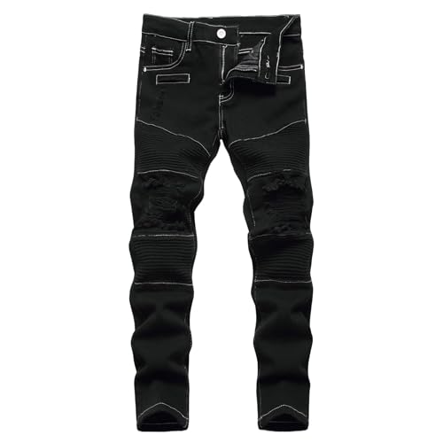 Maiyifu-GJ Boy's Slim Straight Fit Ripped Jeans Destroyed Distressed Denim Jeans Kids Classic Washed Jean Pants with Holes