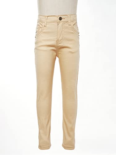 Children Boy's Skinny Chino Pants Kids Cute School Uniform Elastic Waist Straight Pants Stretchy Jeans