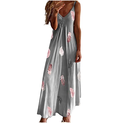 Hawaiian Tropical Beach Dresses for Women Summer Fall Sleeveless Slip V Neck Maxi Long Loose Fit Dresses Women 2025