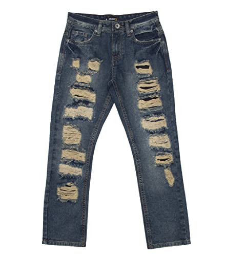 RAW X Boys Denim Jeans, Big Boy & Little Kids Stretch Slim Fit Pants, Distressed Ripped Biker Jeans for Boys