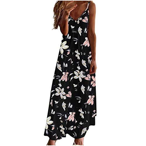 Hawaiian Tropical Beach Dresses for Women Summer Fall Sleeveless Slip V Neck Maxi Long Loose Fit Dresses Women 2025