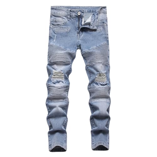 Maiyifu-GJ Boy's Slim Straight Fit Ripped Jeans Destroyed Distressed Denim Jeans Kids Classic Washed Jean Pants with Holes