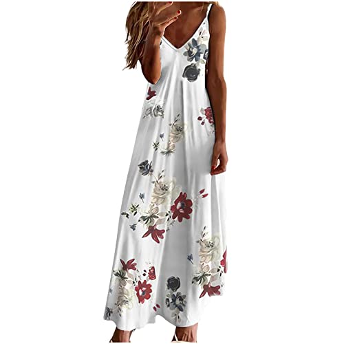 Hawaiian Tropical Beach Dresses for Women Summer Fall Sleeveless Slip V Neck Maxi Long Loose Fit Dresses Women 2025