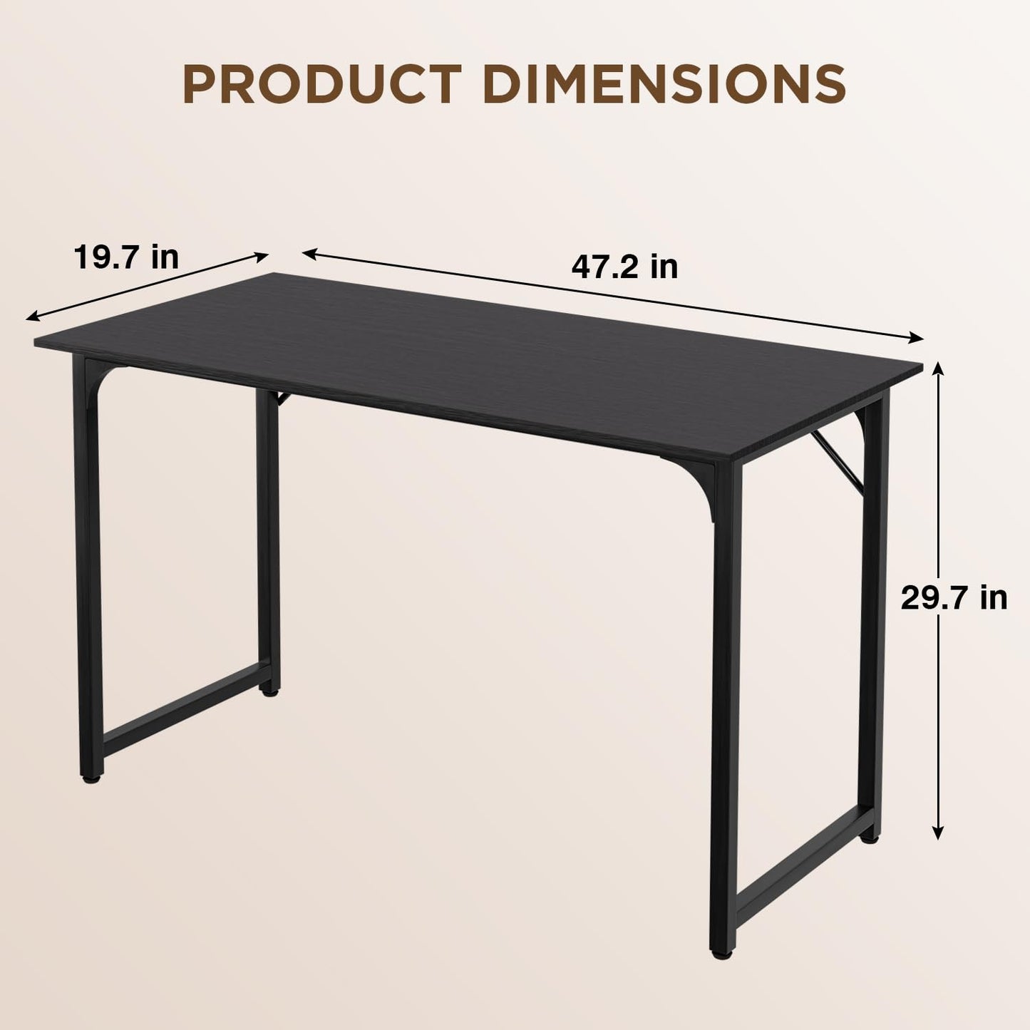 PayLessHere 32/39/47 inch Computer Desk Study Writing Table, Adjustable feet, Modern Furniture for Home Office (1, Brown, 32 inch)
