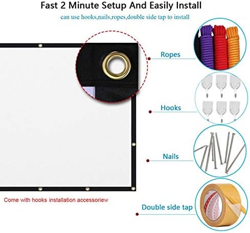 Portable Projector Screen Theater Outdoor HD White Foldable Anti- (60Inch)