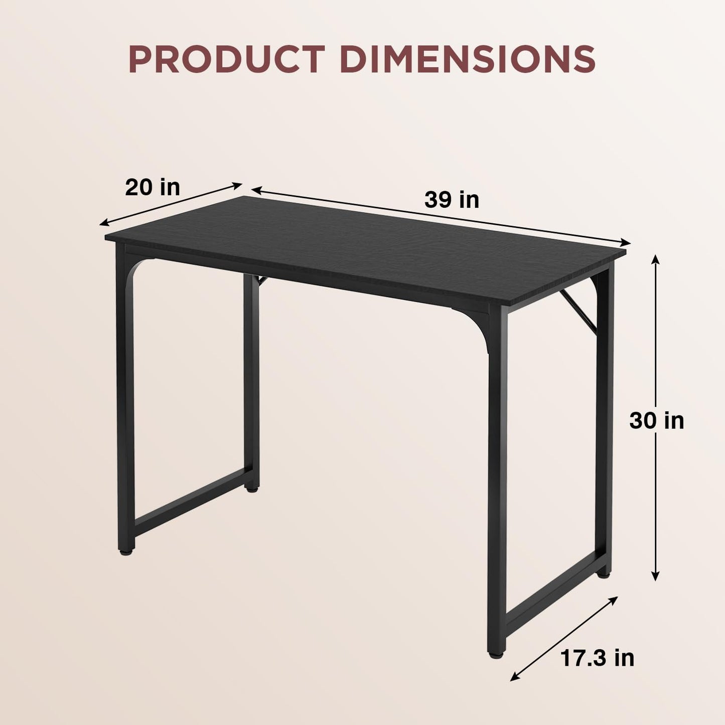 PayLessHere 32/39/47 inch Computer Desk Study Writing Table, Adjustable feet, Modern Furniture for Home Office (1, Brown, 32 inch)