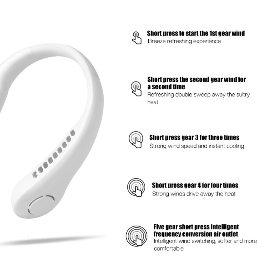 Aura Restored Mini hanging handheld leafless hanging neck fan portable silent outdoor usb charging super long life portable cooling lazy small fan (Black)