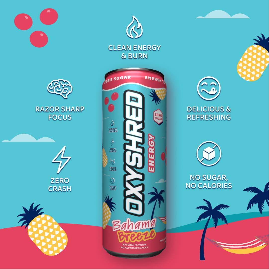 EHP Labs x Ghostbusters OxyShred Healthy Energy Drink - Zero Sugar Energy Drinks, Green Tea Extract, Vitamin C & L Carnitine - Zero Carbs, Zero Calories, Clean Caffeine - Frosty Big Apple (12-Pack)
