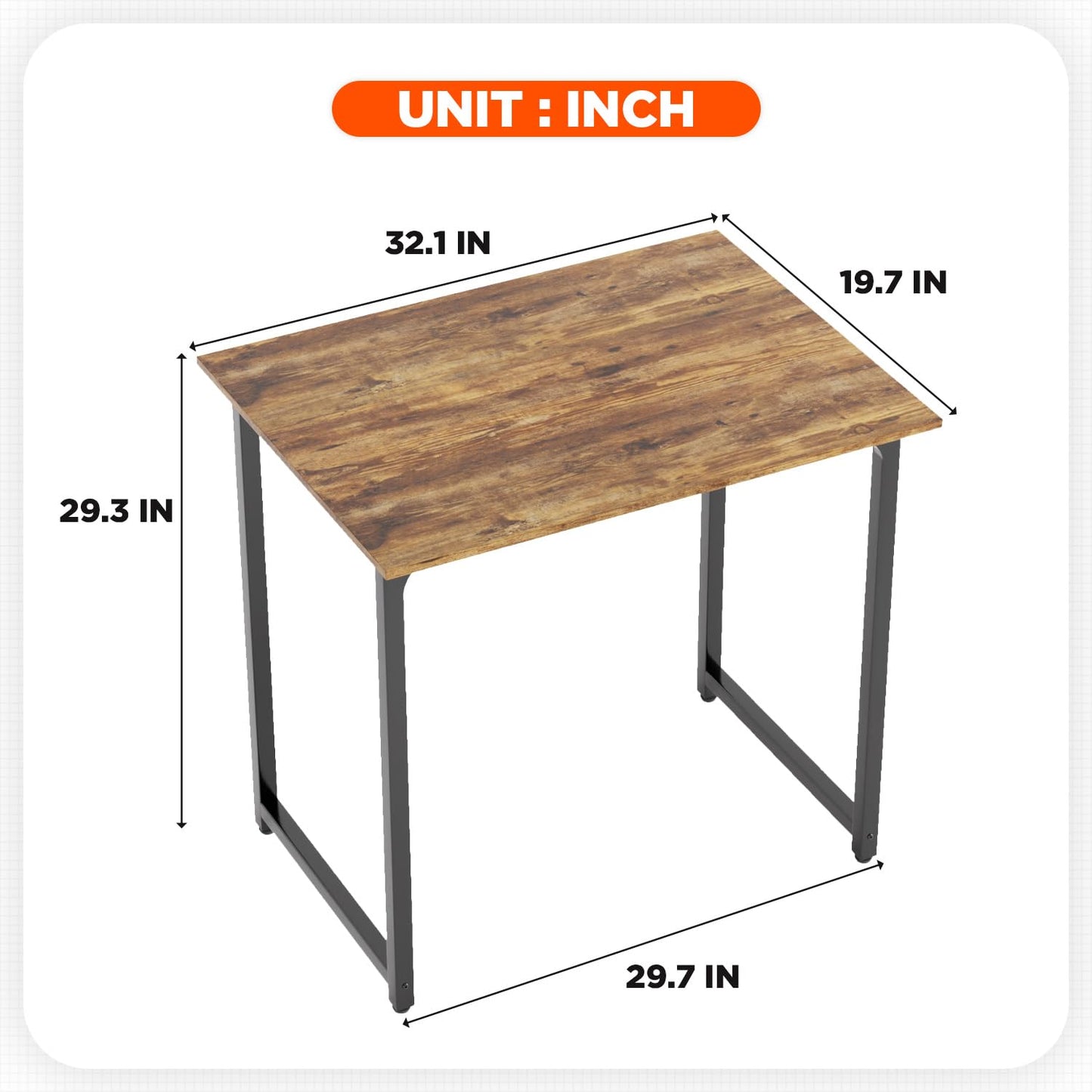 PayLessHere 32/39/47 inch Computer Desk Study Writing Table, Adjustable feet, Modern Furniture for Home Office (1, Brown, 32 inch)