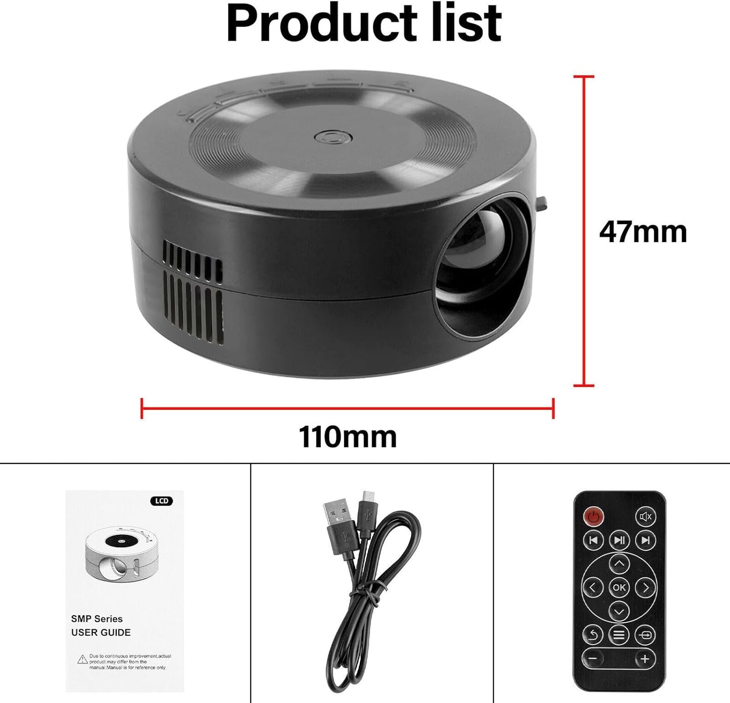 Mini Video Projector, 1080P Portable Projector Compatible with USB|Android Phone, Outdoor Projector, Mini TV for Home /Camping/Travel/Party, Tech Gadgets, Cool Stuff, Mothers Day for Mom Wife