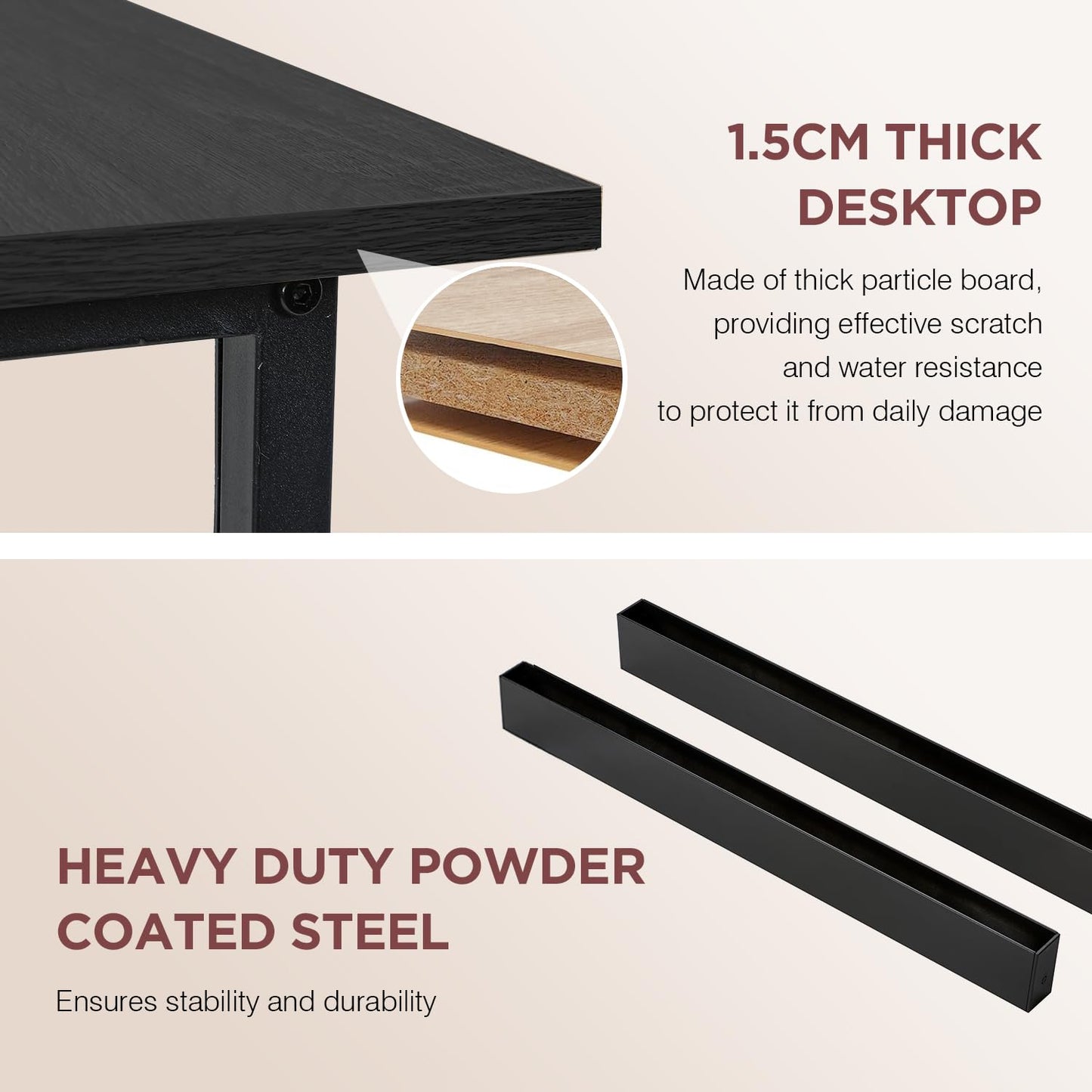 PayLessHere 32/39/47 inch Computer Desk Study Writing Table, Adjustable feet, Modern Furniture for Home Office (1, Brown, 32 inch)