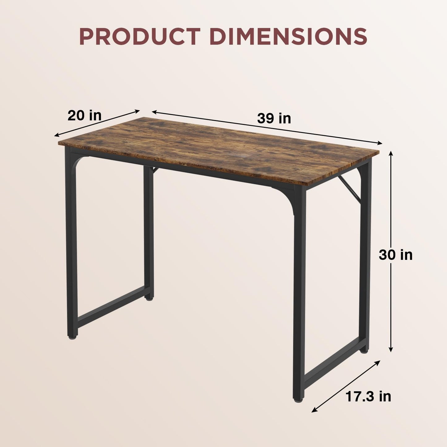 PayLessHere 32/39/47 inch Computer Desk Study Writing Table, Adjustable feet, Modern Furniture for Home Office (1, Brown, 32 inch)