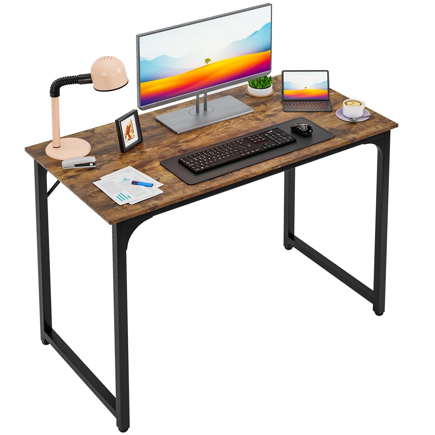 PayLessHere 32/39/47 inch Computer Desk Study Writing Table, Adjustable feet, Modern Furniture for Home Office (1, Brown, 32 inch)