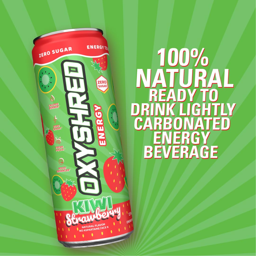 EHP Labs x Ghostbusters OxyShred Healthy Energy Drink - Zero Sugar Energy Drinks, Green Tea Extract, Vitamin C & L Carnitine - Zero Carbs, Zero Calories, Clean Caffeine - Frosty Big Apple (12-Pack)