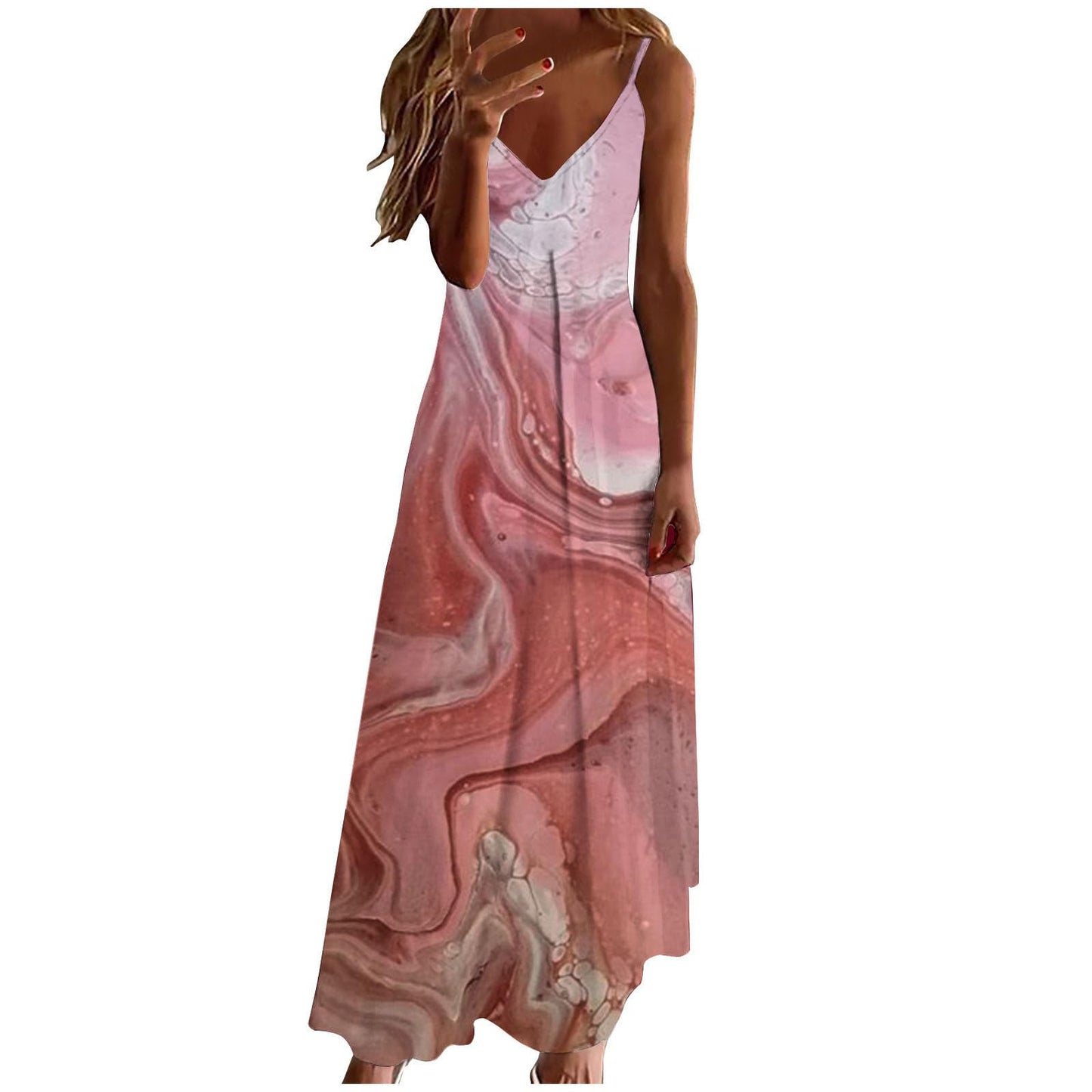 Hawaiian Tropical Beach Dresses for Women Summer Fall Sleeveless Slip V Neck Maxi Long Loose Fit Dresses Women 2025