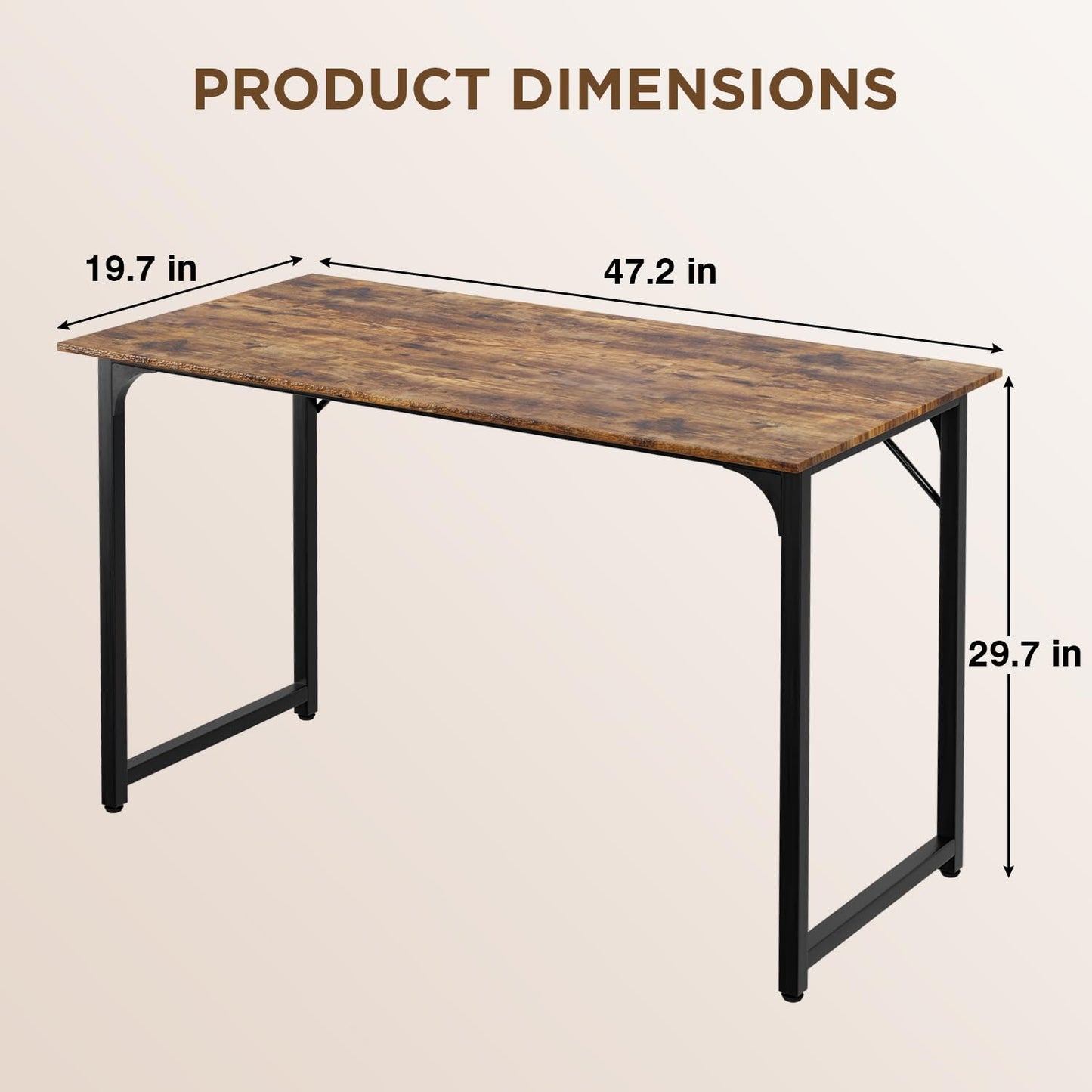 PayLessHere 32/39/47 inch Computer Desk Study Writing Table, Adjustable feet, Modern Furniture for Home Office (1, Brown, 32 inch)