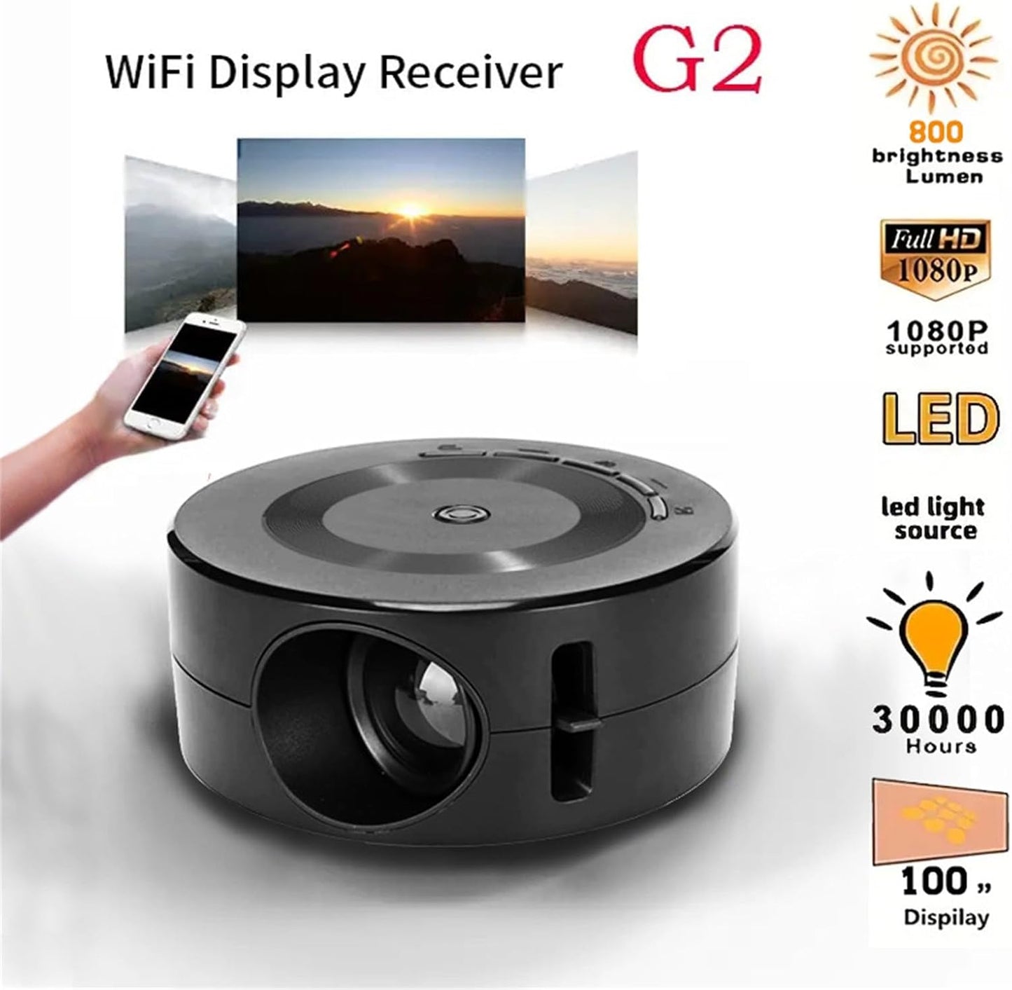Mini Video Projector, 1080P Portable Projector Compatible with USB|Android Phone, Outdoor Projector, Mini TV for Home /Camping/Travel/Party, Tech Gadgets, Cool Stuff, Mothers Day for Mom Wife