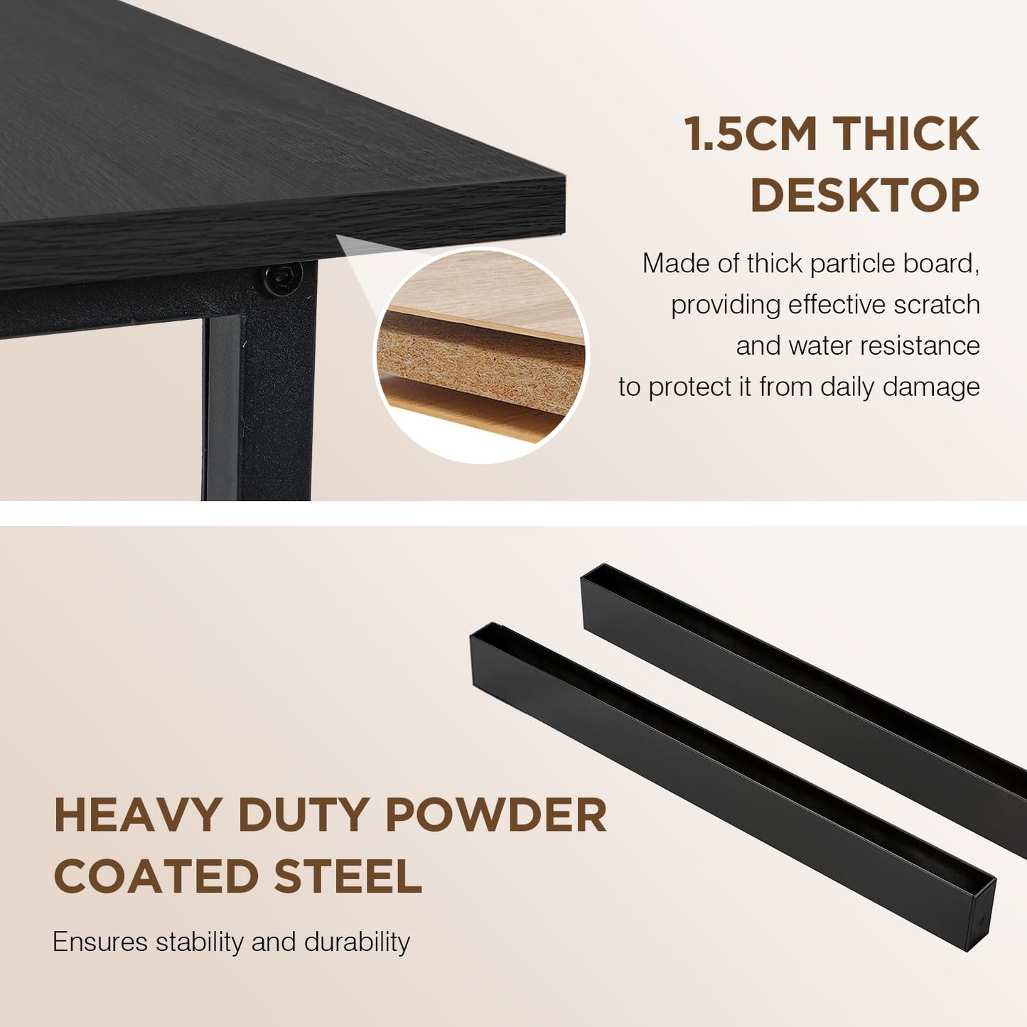 PayLessHere 32/39/47 inch Computer Desk Study Writing Table, Adjustable feet, Modern Furniture for Home Office (1, Brown, 32 inch)