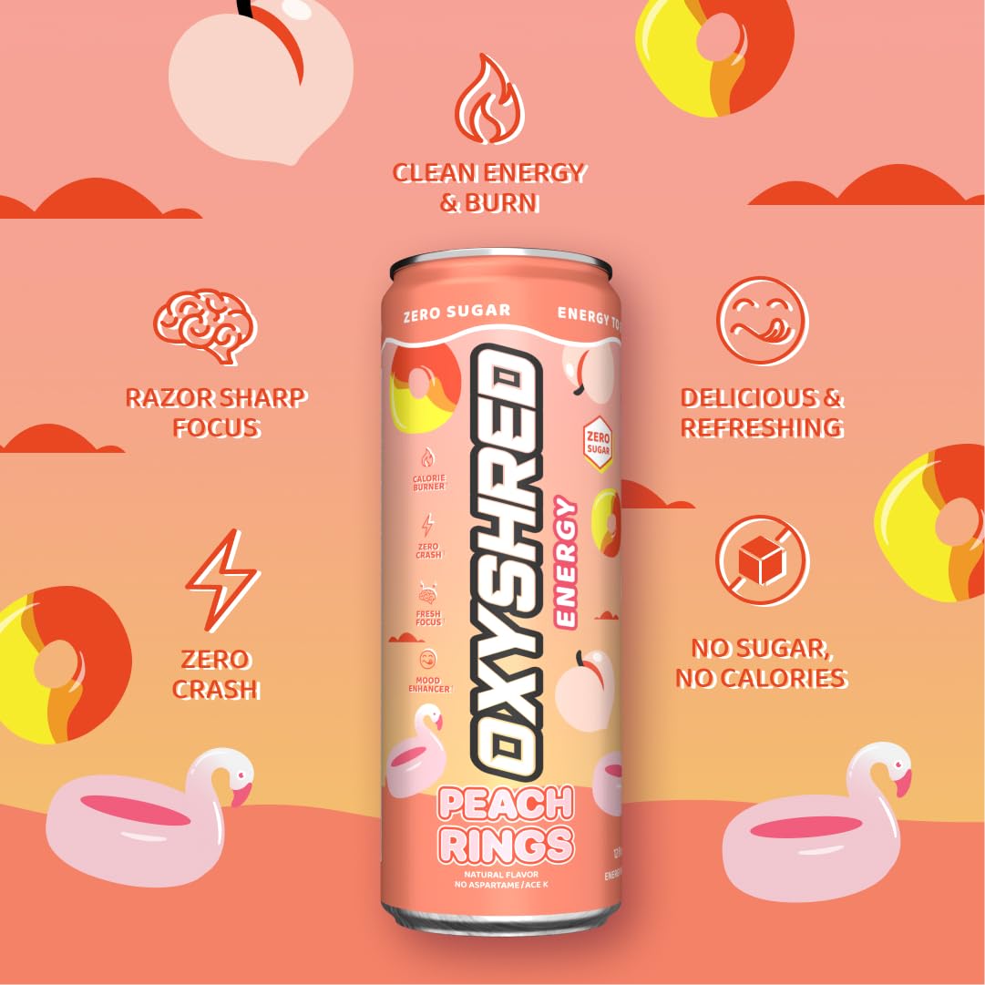 EHP Labs x Ghostbusters OxyShred Healthy Energy Drink - Zero Sugar Energy Drinks, Green Tea Extract, Vitamin C & L Carnitine - Zero Carbs, Zero Calories, Clean Caffeine - Frosty Big Apple (12-Pack)