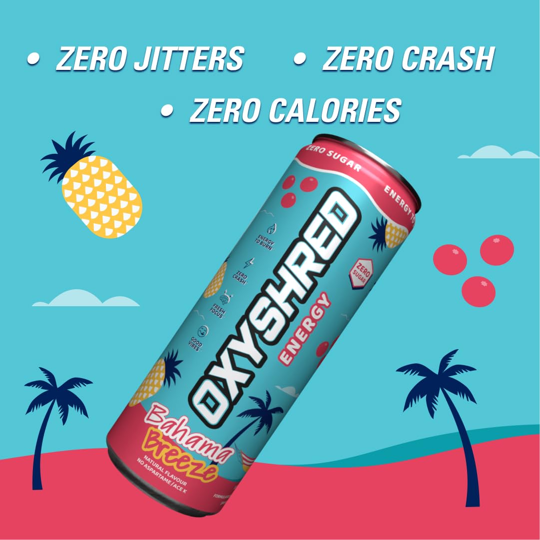 EHP Labs x Ghostbusters OxyShred Healthy Energy Drink - Zero Sugar Energy Drinks, Green Tea Extract, Vitamin C & L Carnitine - Zero Carbs, Zero Calories, Clean Caffeine - Frosty Big Apple (12-Pack)
