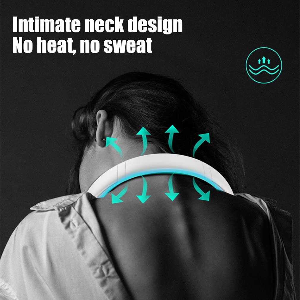 Aura Restored Mini hanging handheld leafless hanging neck fan portable silent outdoor usb charging super long life portable cooling lazy small fan (Black)