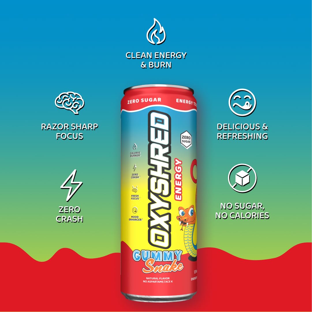 EHP Labs x Ghostbusters OxyShred Healthy Energy Drink - Zero Sugar Energy Drinks, Green Tea Extract, Vitamin C & L Carnitine - Zero Carbs, Zero Calories, Clean Caffeine - Frosty Big Apple (12-Pack)