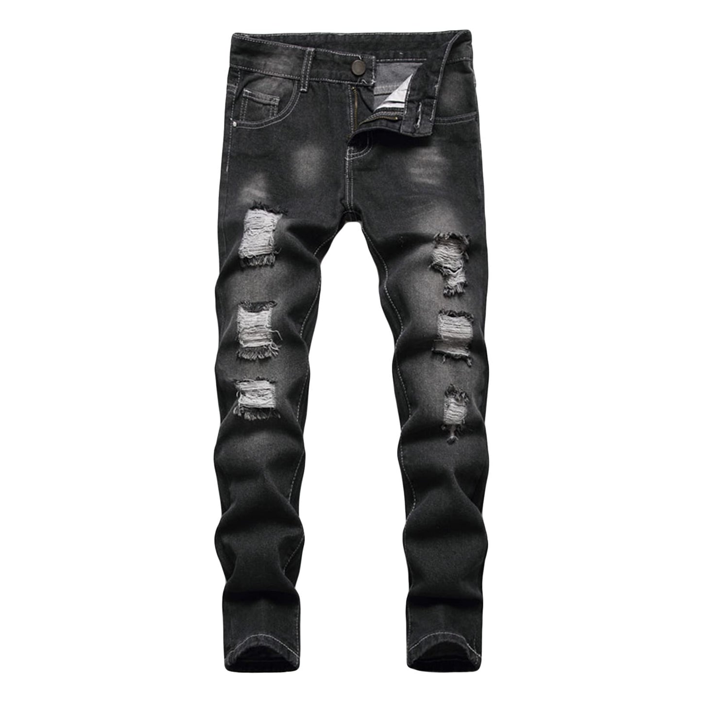 Maiyifu-GJ Boy's Slim Straight Fit Ripped Jeans Destroyed Distressed Denim Jeans Kids Classic Washed Jean Pants with Holes