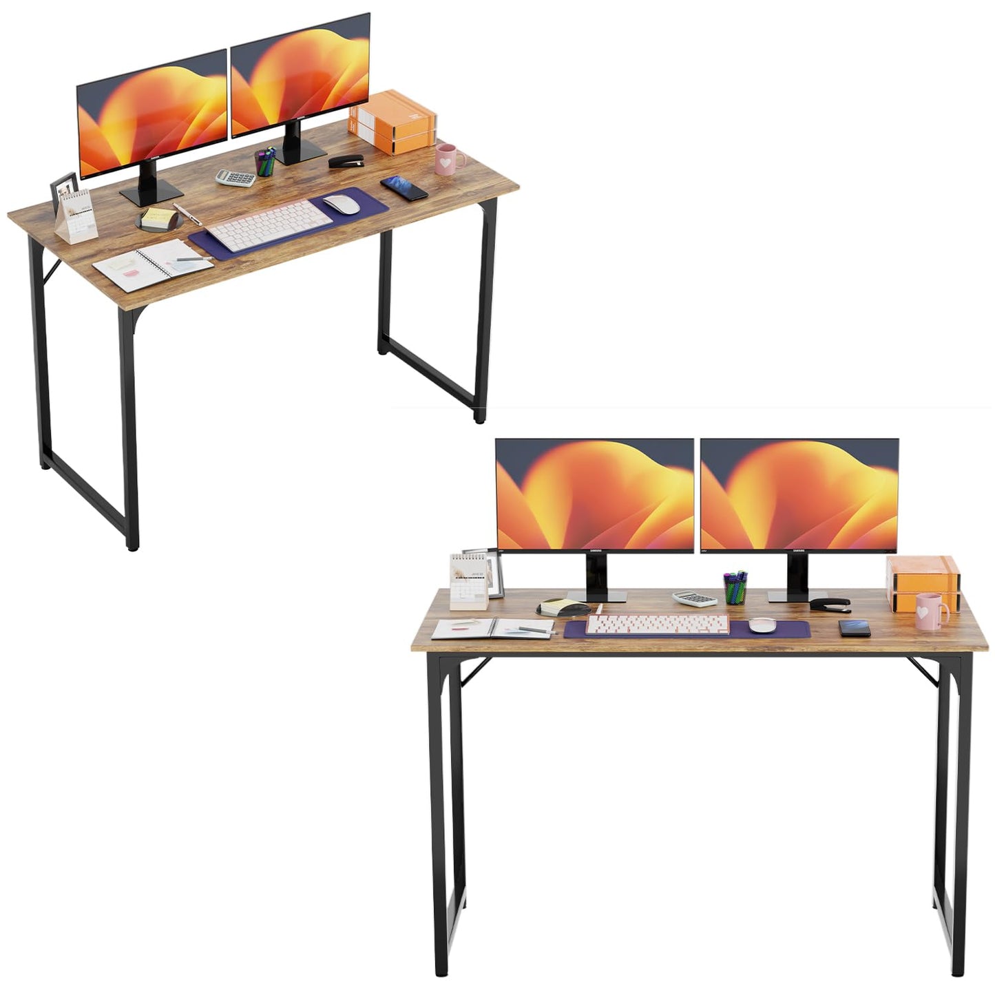 PayLessHere 32/39/47 inch Computer Desk Study Writing Table, Adjustable feet, Modern Furniture for Home Office (1, Brown, 32 inch)