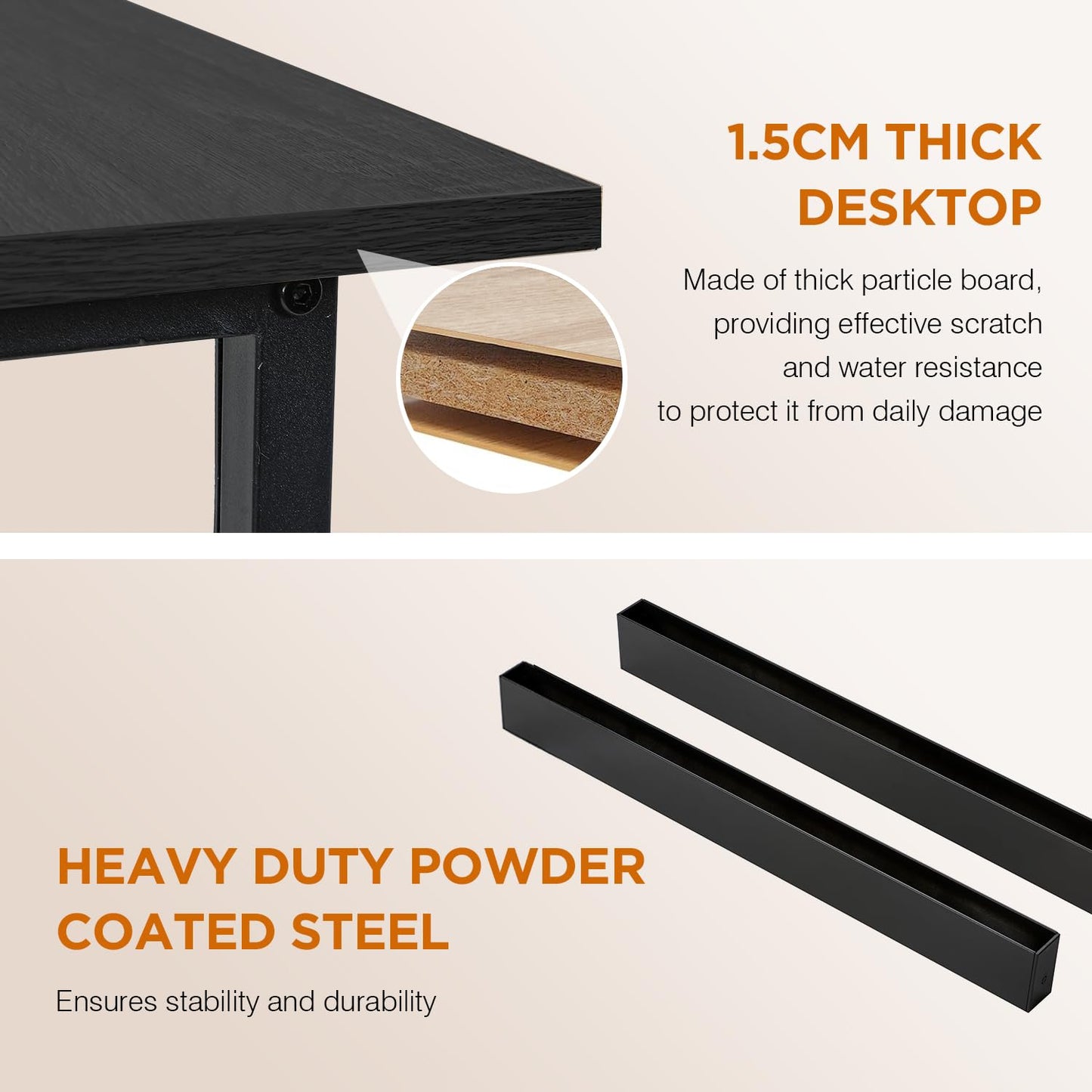 PayLessHere 32/39/47 inch Computer Desk Study Writing Table, Adjustable feet, Modern Furniture for Home Office (1, Brown, 32 inch)