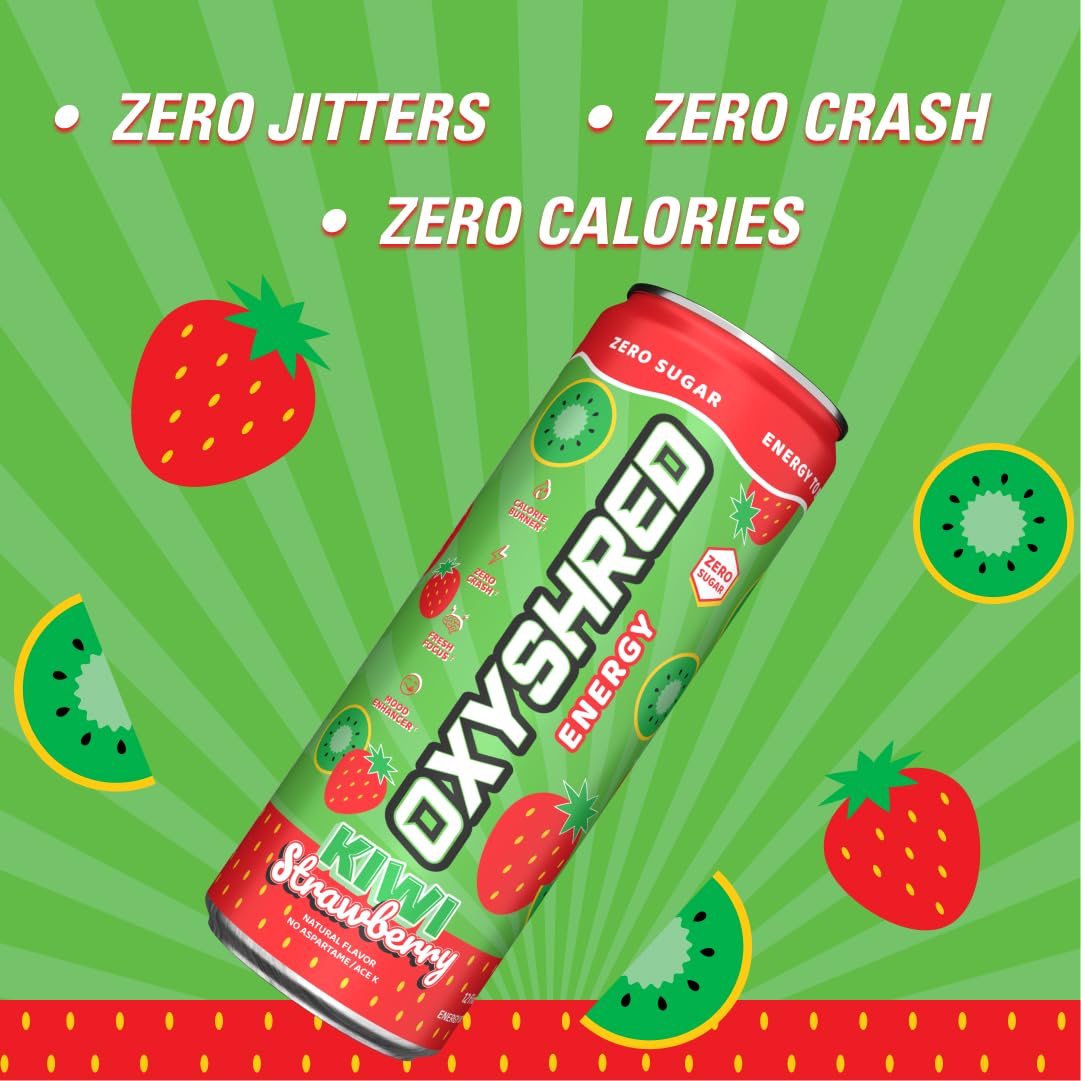 EHP Labs x Ghostbusters OxyShred Healthy Energy Drink - Zero Sugar Energy Drinks, Green Tea Extract, Vitamin C & L Carnitine - Zero Carbs, Zero Calories, Clean Caffeine - Frosty Big Apple (12-Pack)