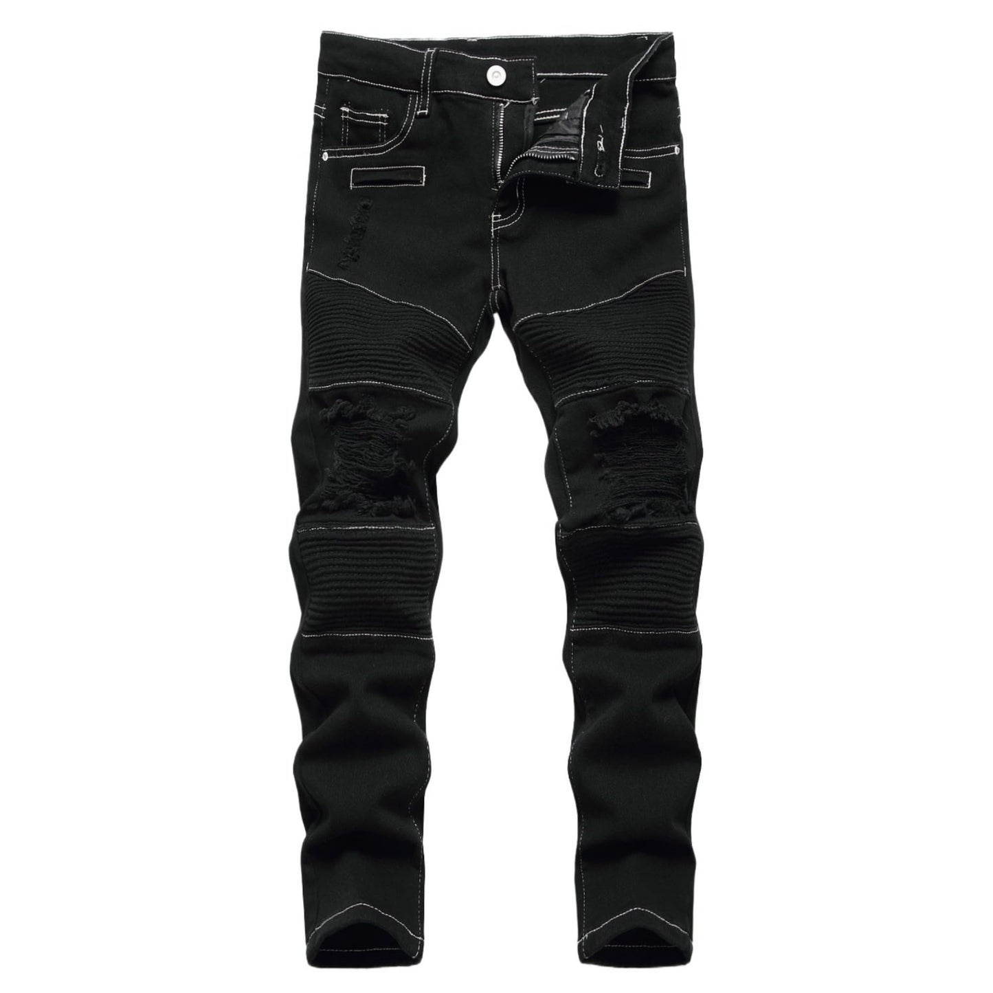 Maiyifu-GJ Boy's Slim Straight Fit Ripped Jeans Destroyed Distressed Denim Jeans Kids Classic Washed Jean Pants with Holes