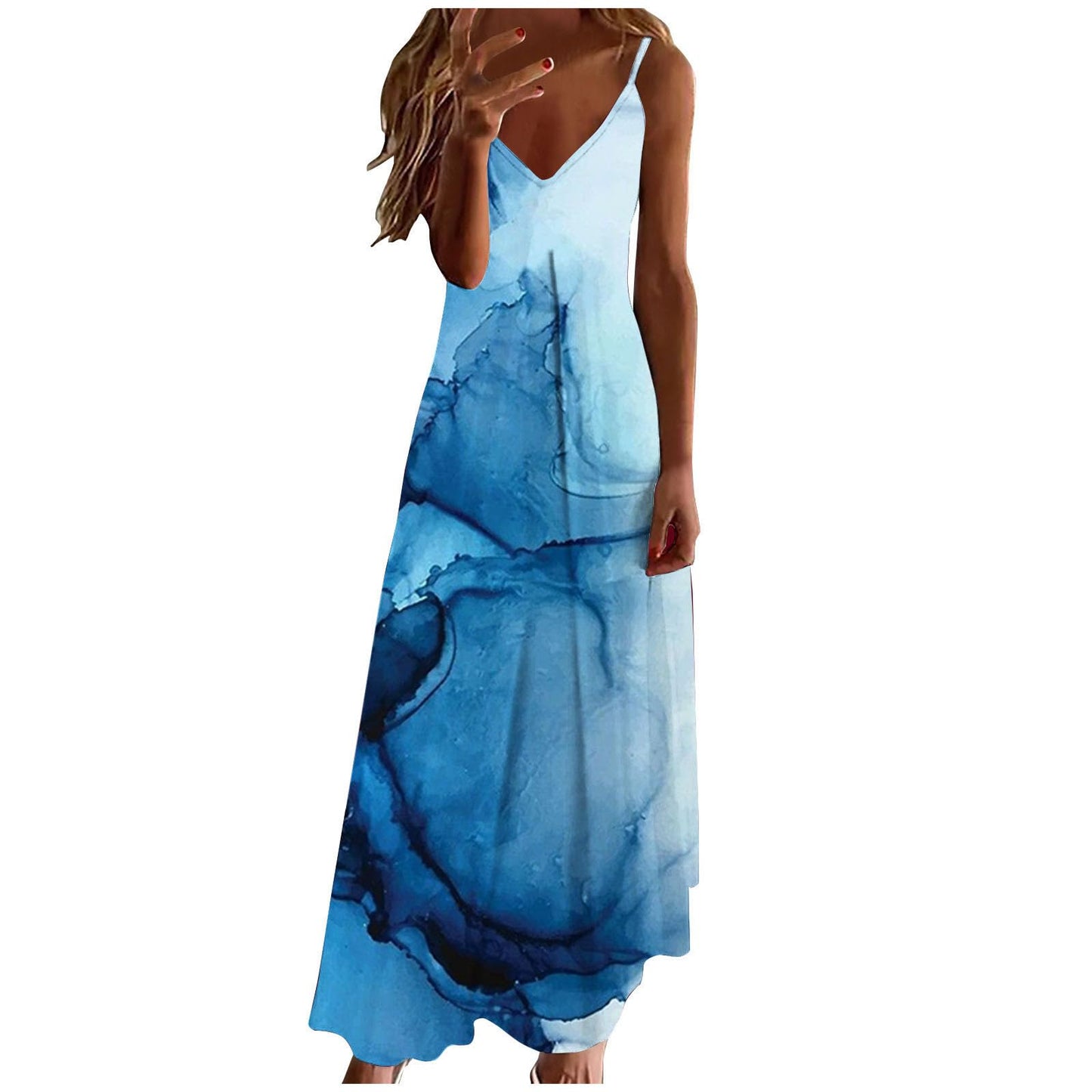 Hawaiian Tropical Beach Dresses for Women Summer Fall Sleeveless Slip V Neck Maxi Long Loose Fit Dresses Women 2025