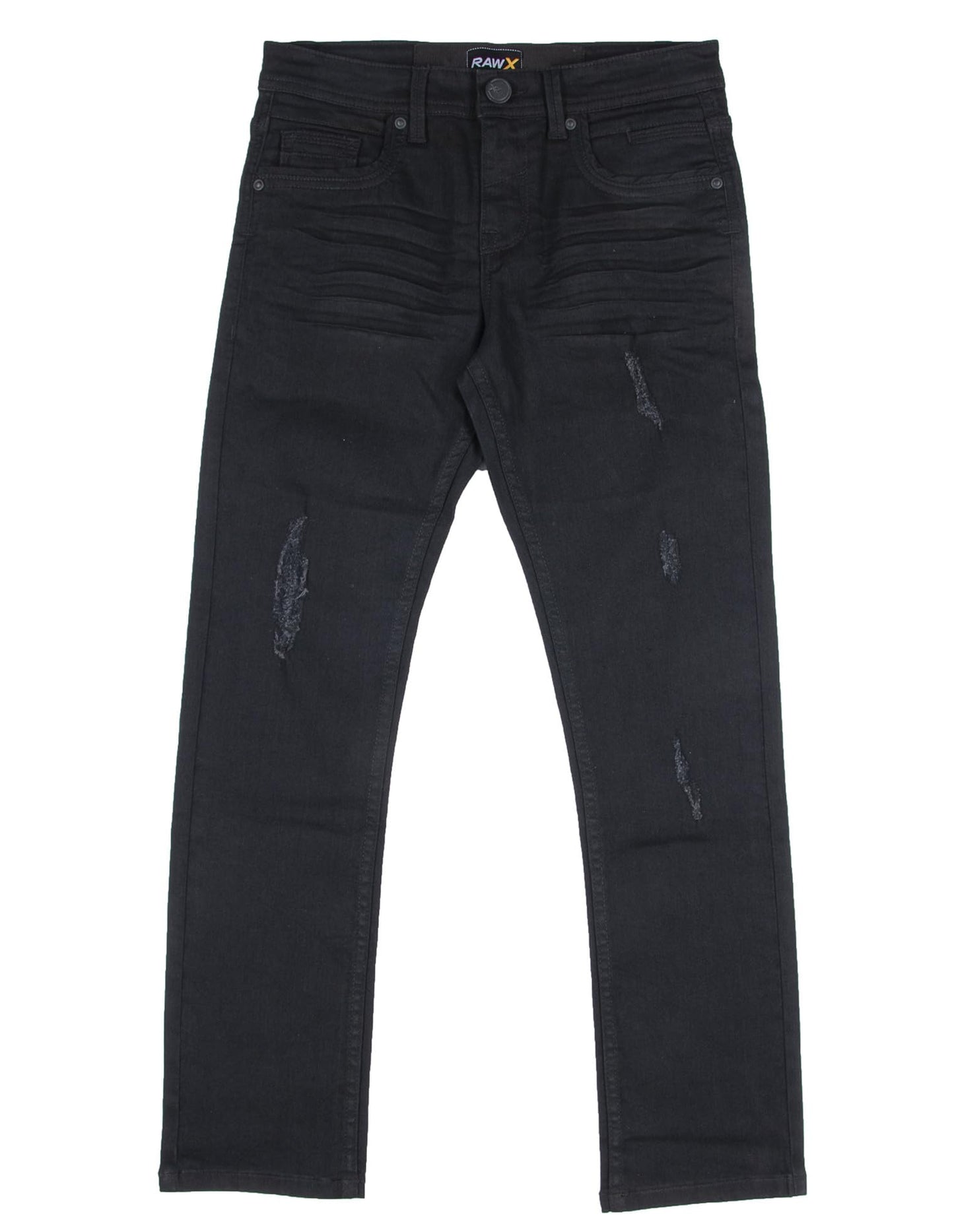 RAW X Boys Denim Jeans, Big Boy & Little Kids Stretch Slim Fit Pants, Distressed Ripped Biker Jeans for Boys