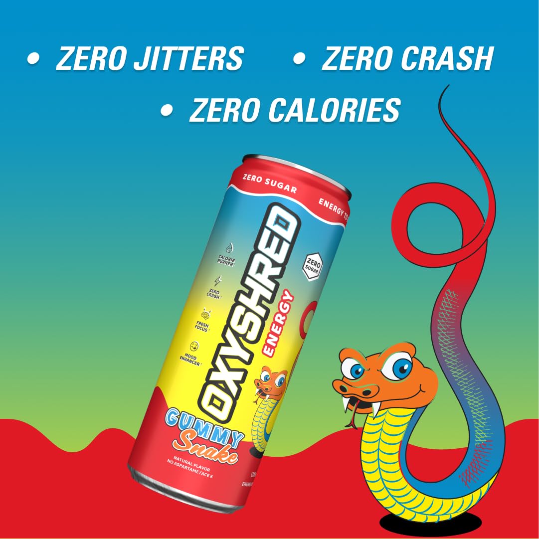 EHP Labs x Ghostbusters OxyShred Healthy Energy Drink - Zero Sugar Energy Drinks, Green Tea Extract, Vitamin C & L Carnitine - Zero Carbs, Zero Calories, Clean Caffeine - Frosty Big Apple (12-Pack)