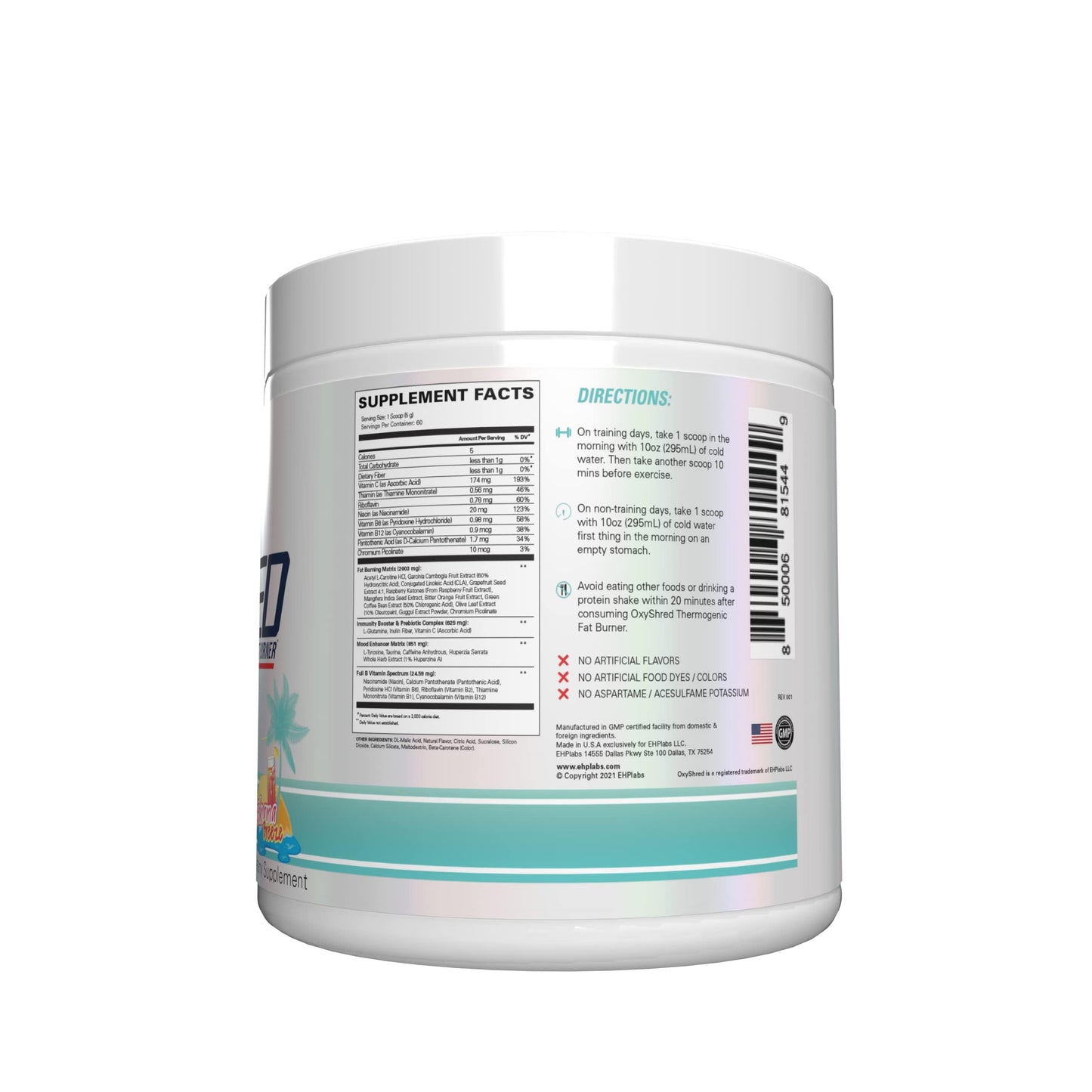 EHP Labs OxyShred Pre Workout Powder & Shredding Supplement - Preworkout Powder with L Glutamine & Acetyl L Carnitine, Energy Boost Drink - Passionfruit, 60 Servings