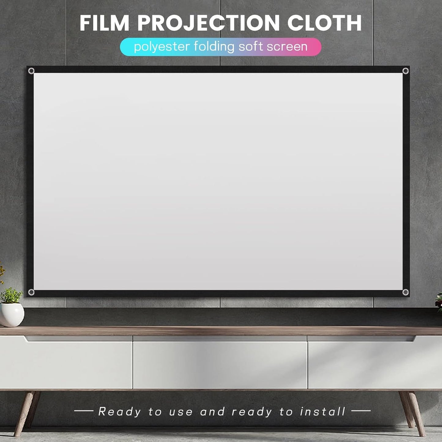 Portable Projector Screen for Home Theater Outdoor HD White Foldable Anti- (72Inch), 11944A2