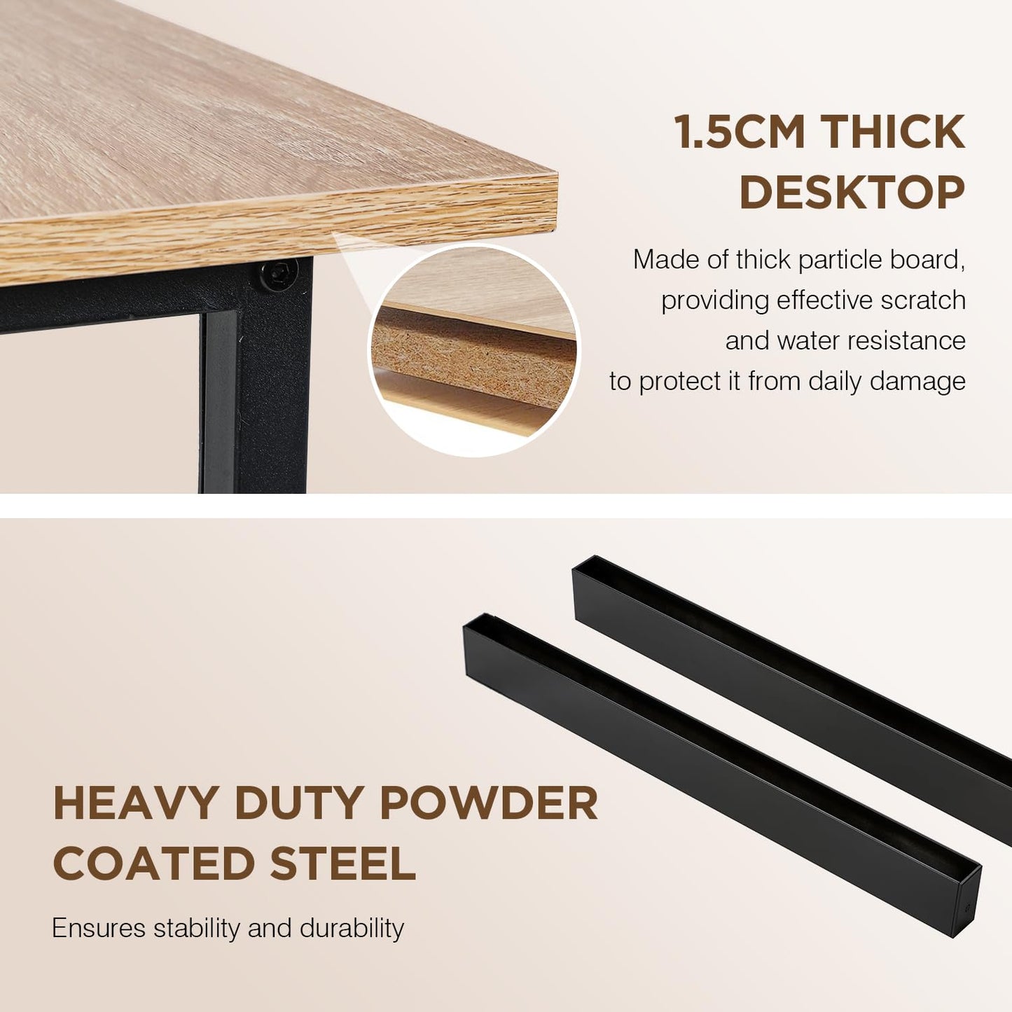 PayLessHere 32/39/47 inch Computer Desk Study Writing Table, Adjustable feet, Modern Furniture for Home Office (1, Brown, 32 inch)