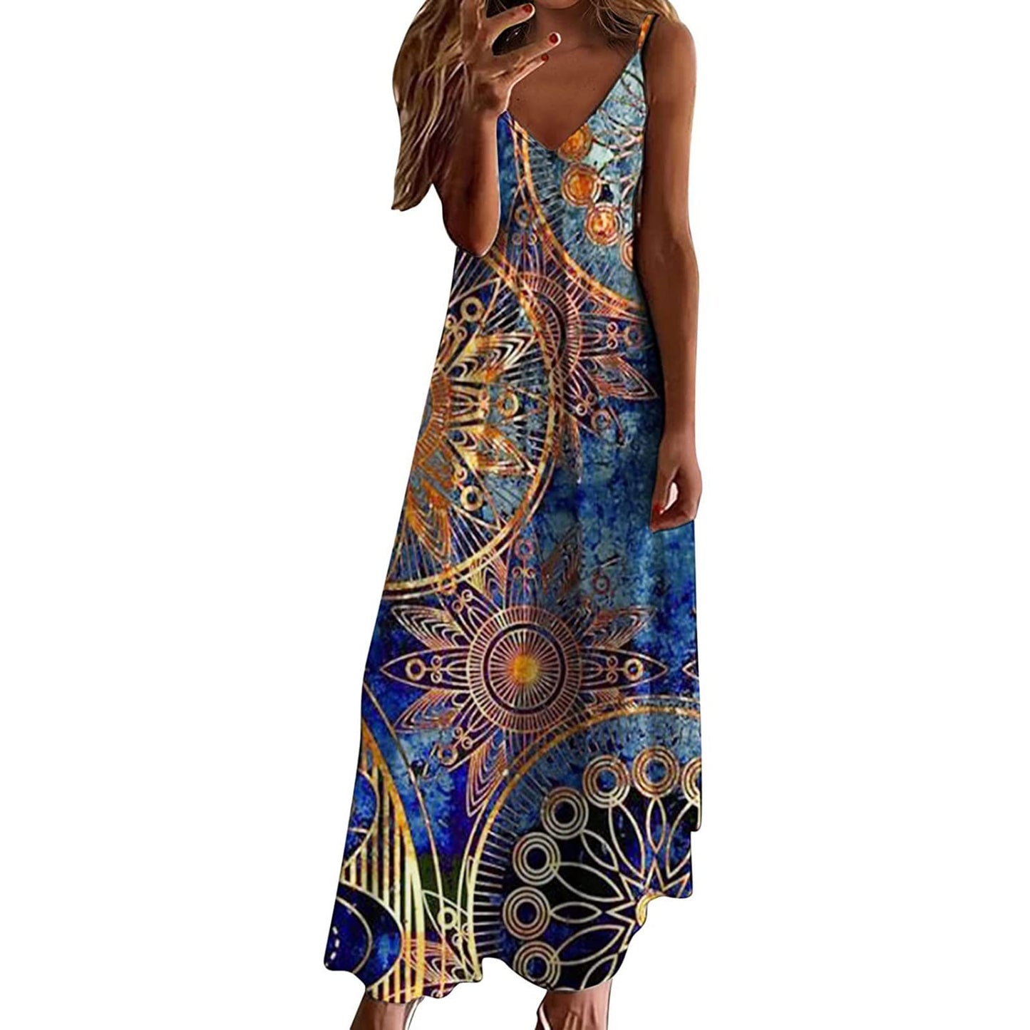 Hawaiian Tropical Beach Dresses for Women Summer Fall Sleeveless Slip V Neck Maxi Long Loose Fit Dresses Women 2025