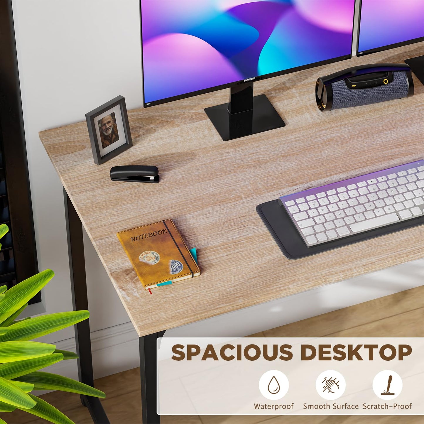PayLessHere 32/39/47 inch Computer Desk Study Writing Table, Adjustable feet, Modern Furniture for Home Office (1, Brown, 32 inch)