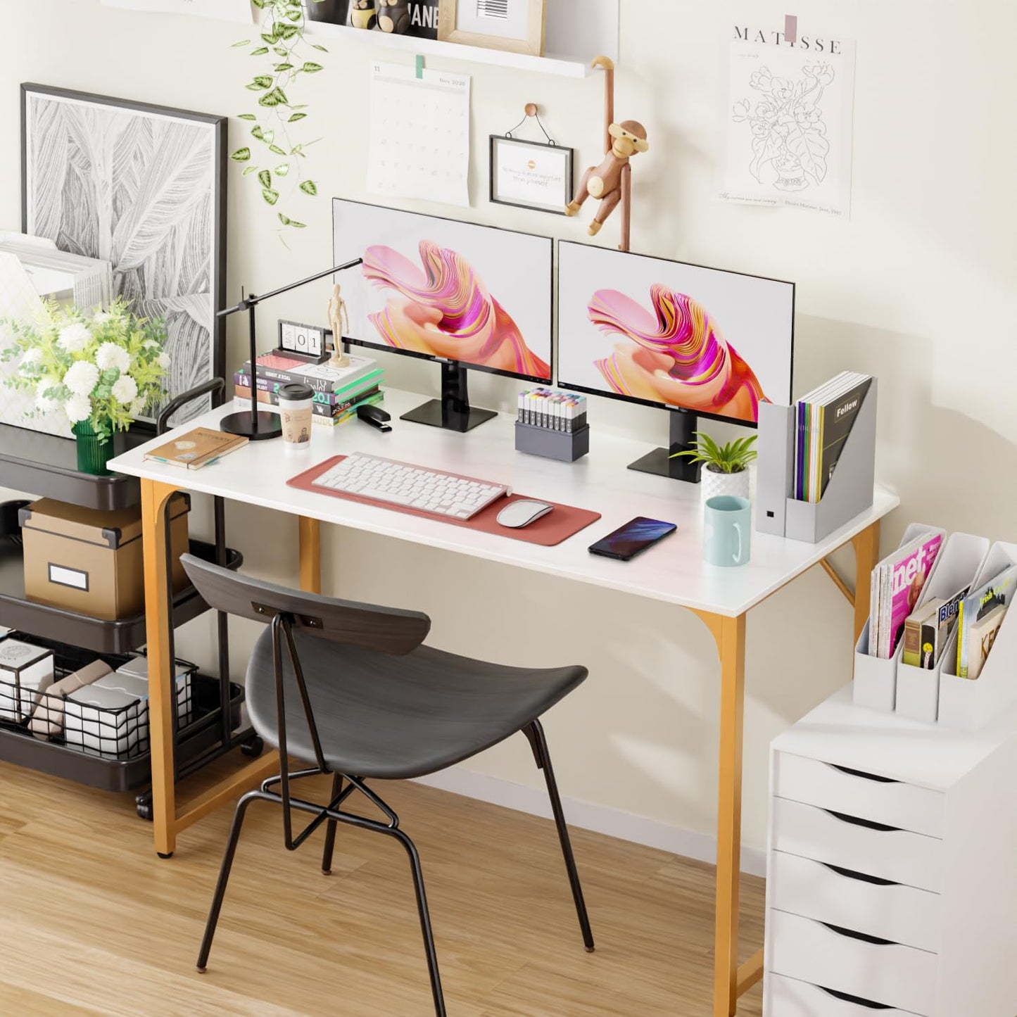 PayLessHere 32/39/47 inch Computer Desk Study Writing Table, Adjustable feet, Modern Furniture for Home Office (1, Brown, 32 inch)