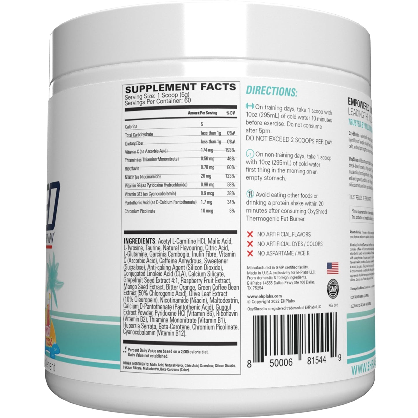 EHP Labs OxyShred Pre Workout Powder & Shredding Supplement - Preworkout Powder with L Glutamine & Acetyl L Carnitine, Energy Boost Drink - Passionfruit, 60 Servings