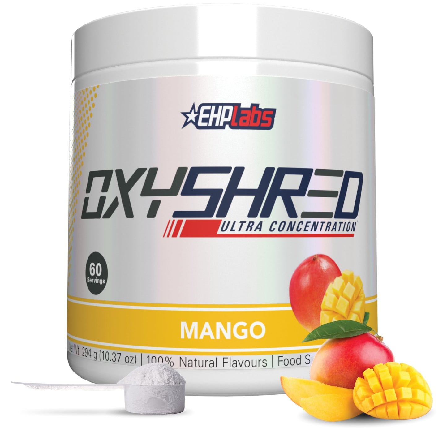 EHP Labs OxyShred Pre Workout Powder & Shredding Supplement - Preworkout Powder with L Glutamine & Acetyl L Carnitine, Energy Boost Drink - Passionfruit, 60 Servings