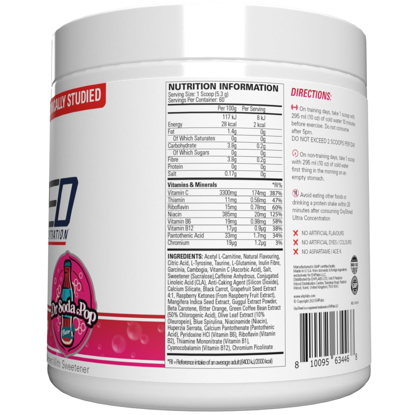 EHP Labs OxyShred Pre Workout Powder & Shredding Supplement - Preworkout Powder with L Glutamine & Acetyl L Carnitine, Energy Boost Drink - Passionfruit, 60 Servings