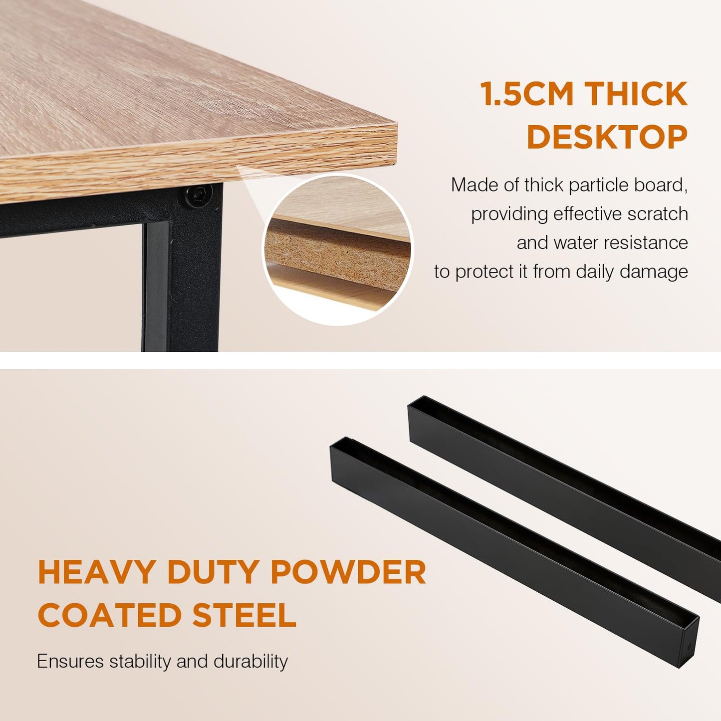 PayLessHere 32/39/47 inch Computer Desk Study Writing Table, Adjustable feet, Modern Furniture for Home Office (1, Brown, 32 inch)