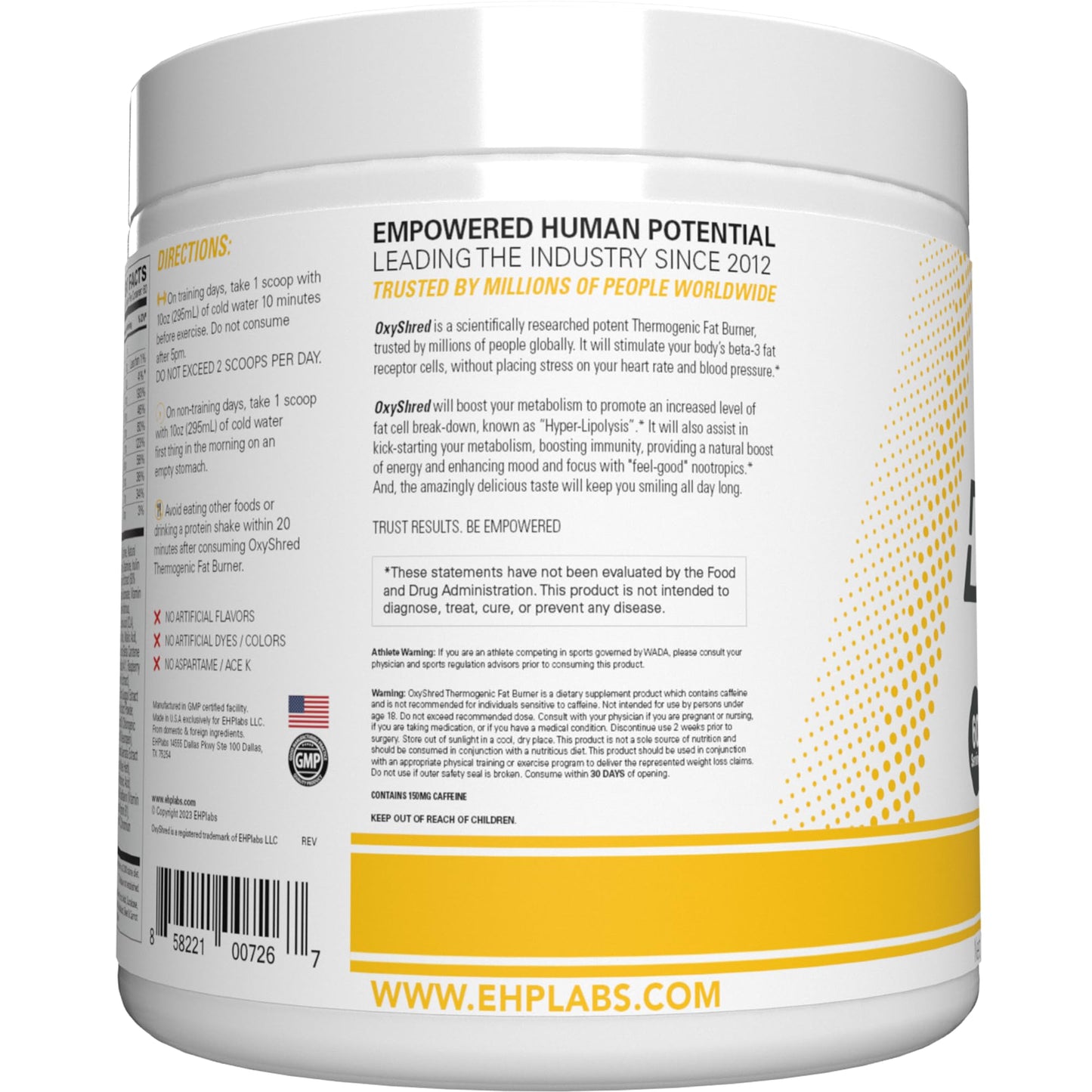 EHP Labs OxyShred Pre Workout Powder & Shredding Supplement - Preworkout Powder with L Glutamine & Acetyl L Carnitine, Energy Boost Drink - Passionfruit, 60 Servings