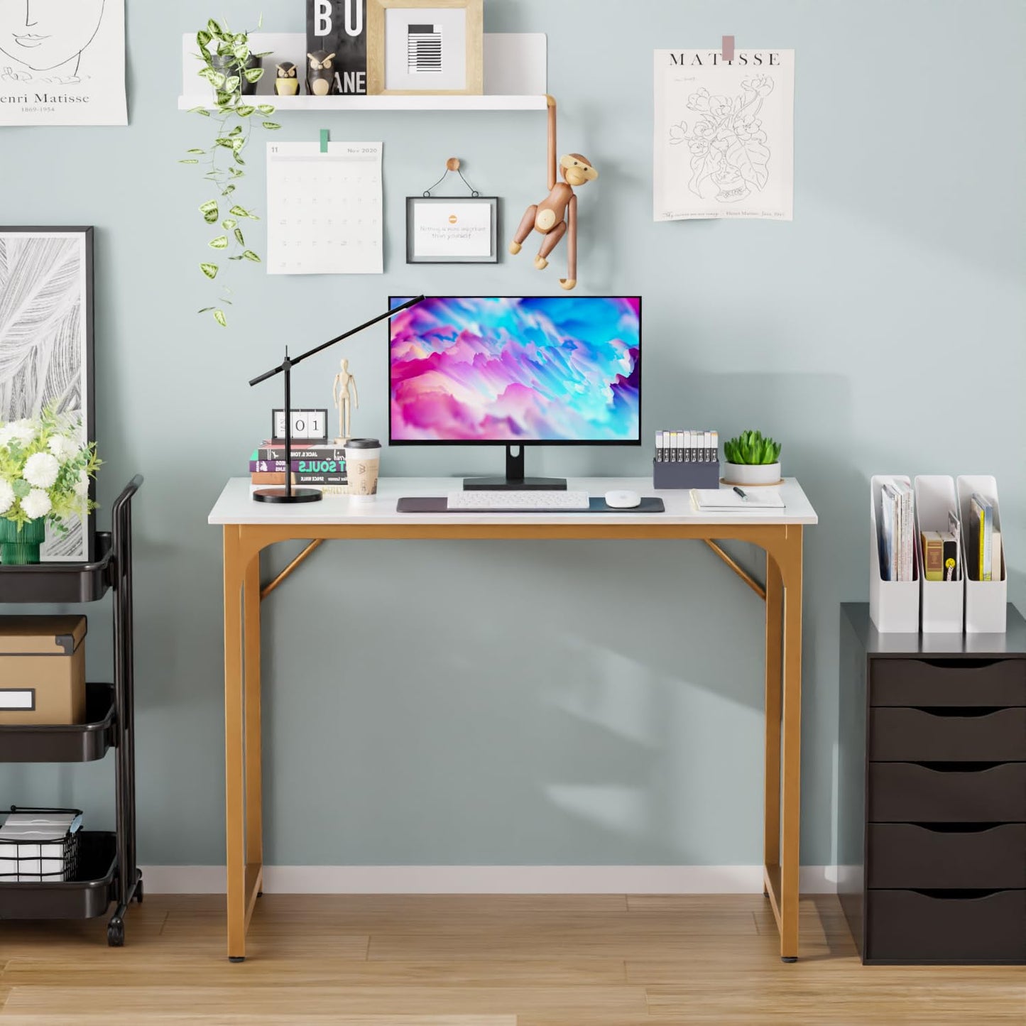 PayLessHere 32/39/47 inch Computer Desk Study Writing Table, Adjustable feet, Modern Furniture for Home Office (1, Brown, 32 inch)