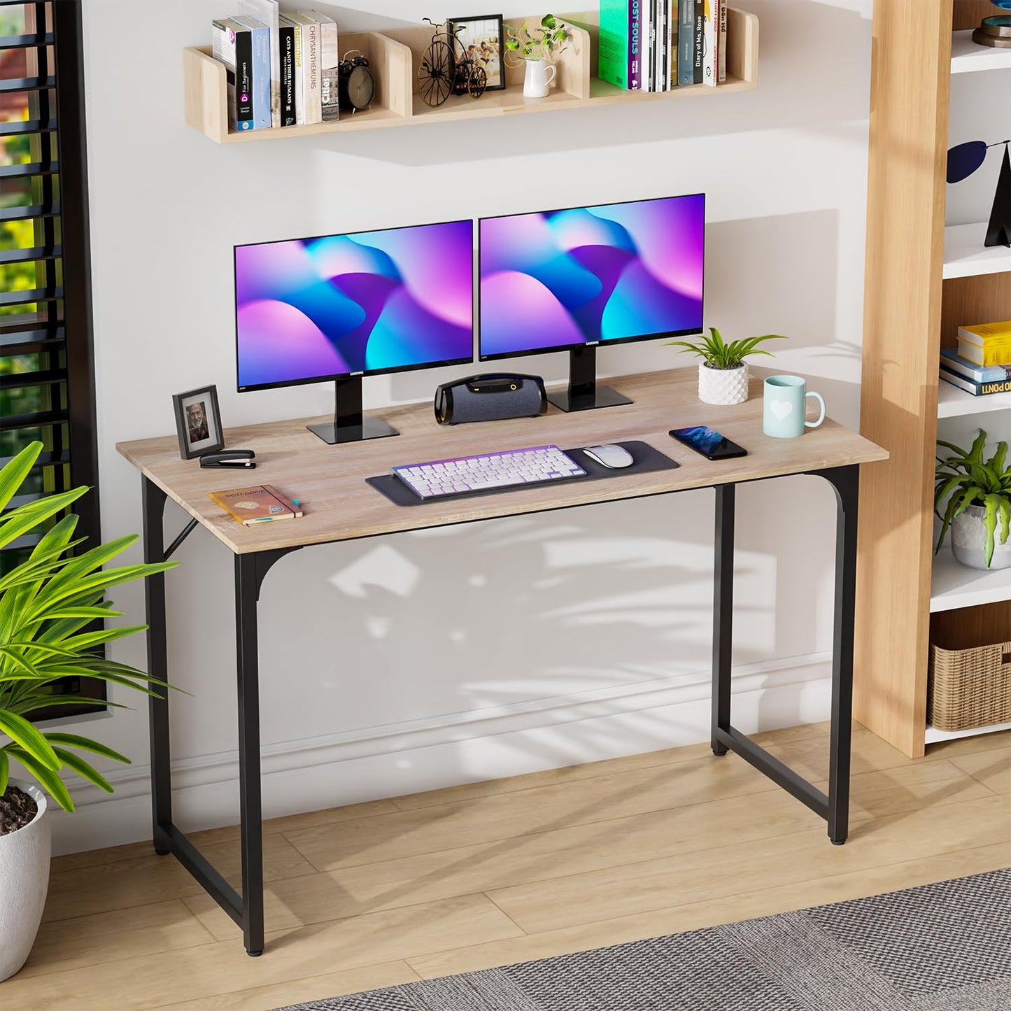 PayLessHere 32/39/47 inch Computer Desk Study Writing Table, Adjustable feet, Modern Furniture for Home Office (1, Brown, 32 inch)