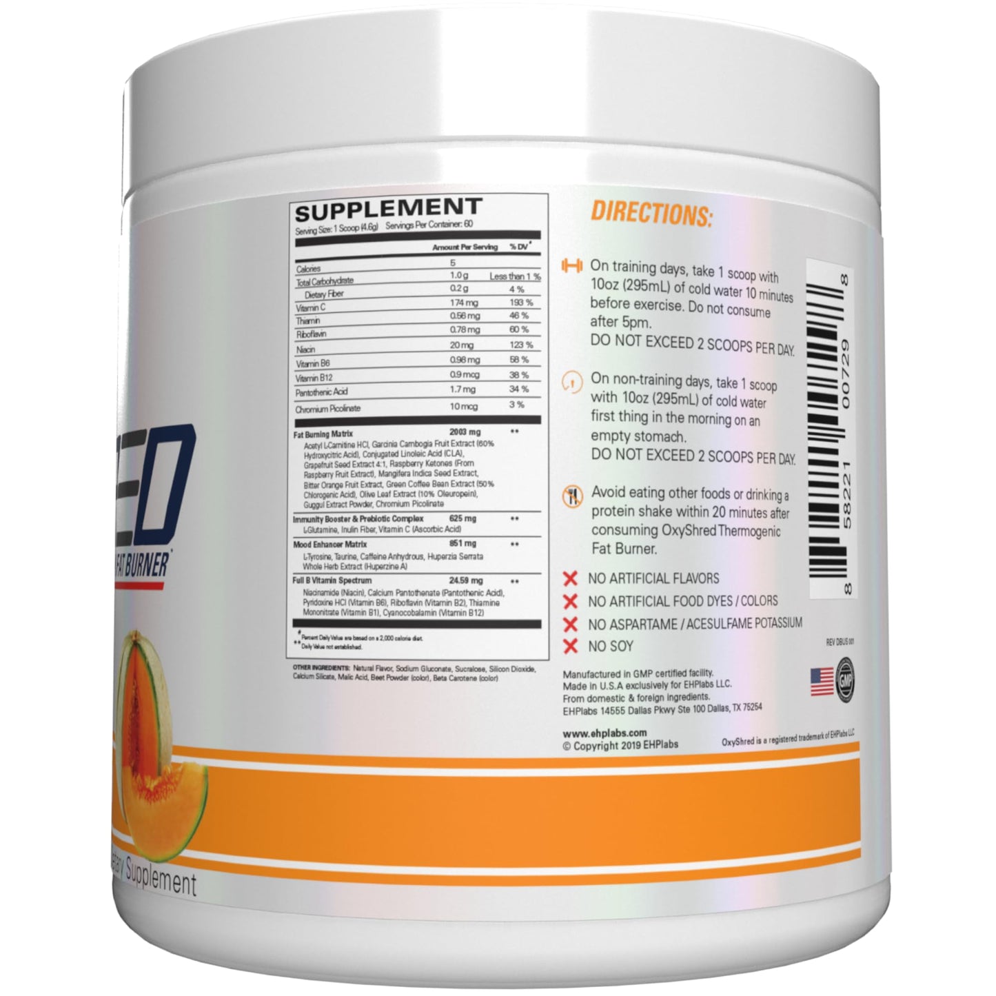 EHP Labs OxyShred Pre Workout Powder & Shredding Supplement - Preworkout Powder with L Glutamine & Acetyl L Carnitine, Energy Boost Drink - Passionfruit, 60 Servings