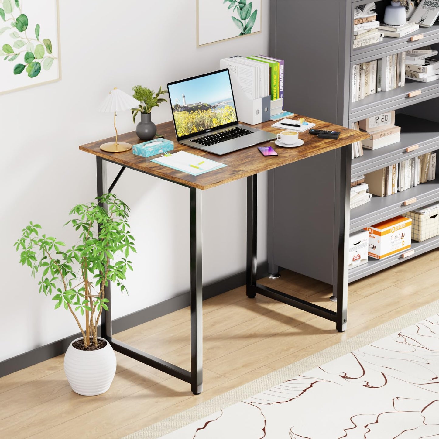 PayLessHere 32/39/47 inch Computer Desk Study Writing Table, Adjustable feet, Modern Furniture for Home Office (1, Brown, 32 inch)